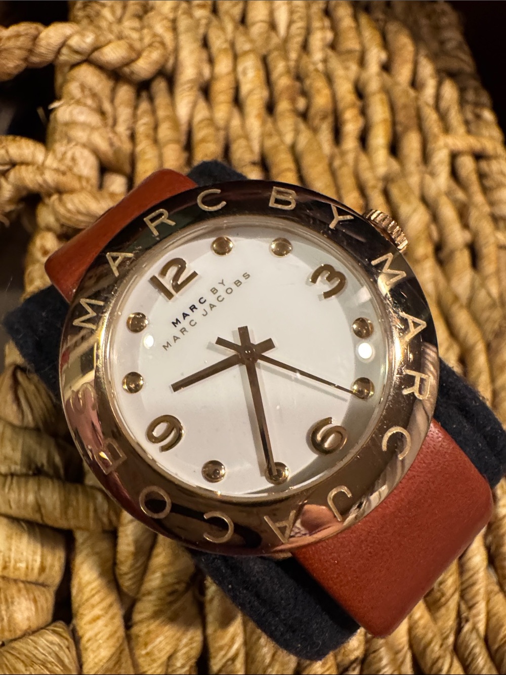 Marc by Marc Jacobs Gold-Tone Case Watch with Brown Strap